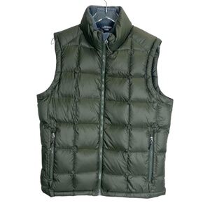 Eddie Bauer Men Goose Down Quilt Puffer Vest Full Zip Army Green Size Medium